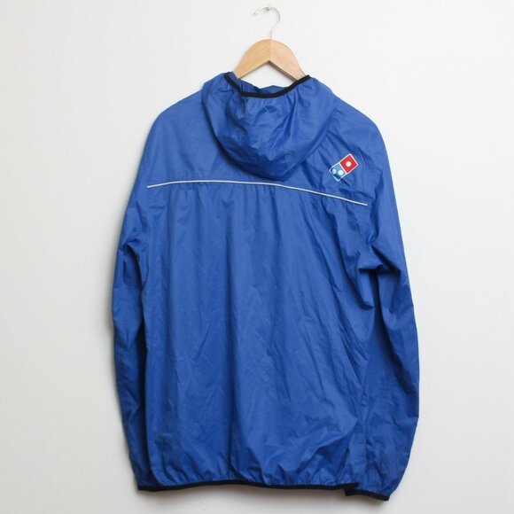 Domino's Pizza Rain Jacket Mens Large Blue Waterproof Full Zip w/ Hood - Picture 2 of 6